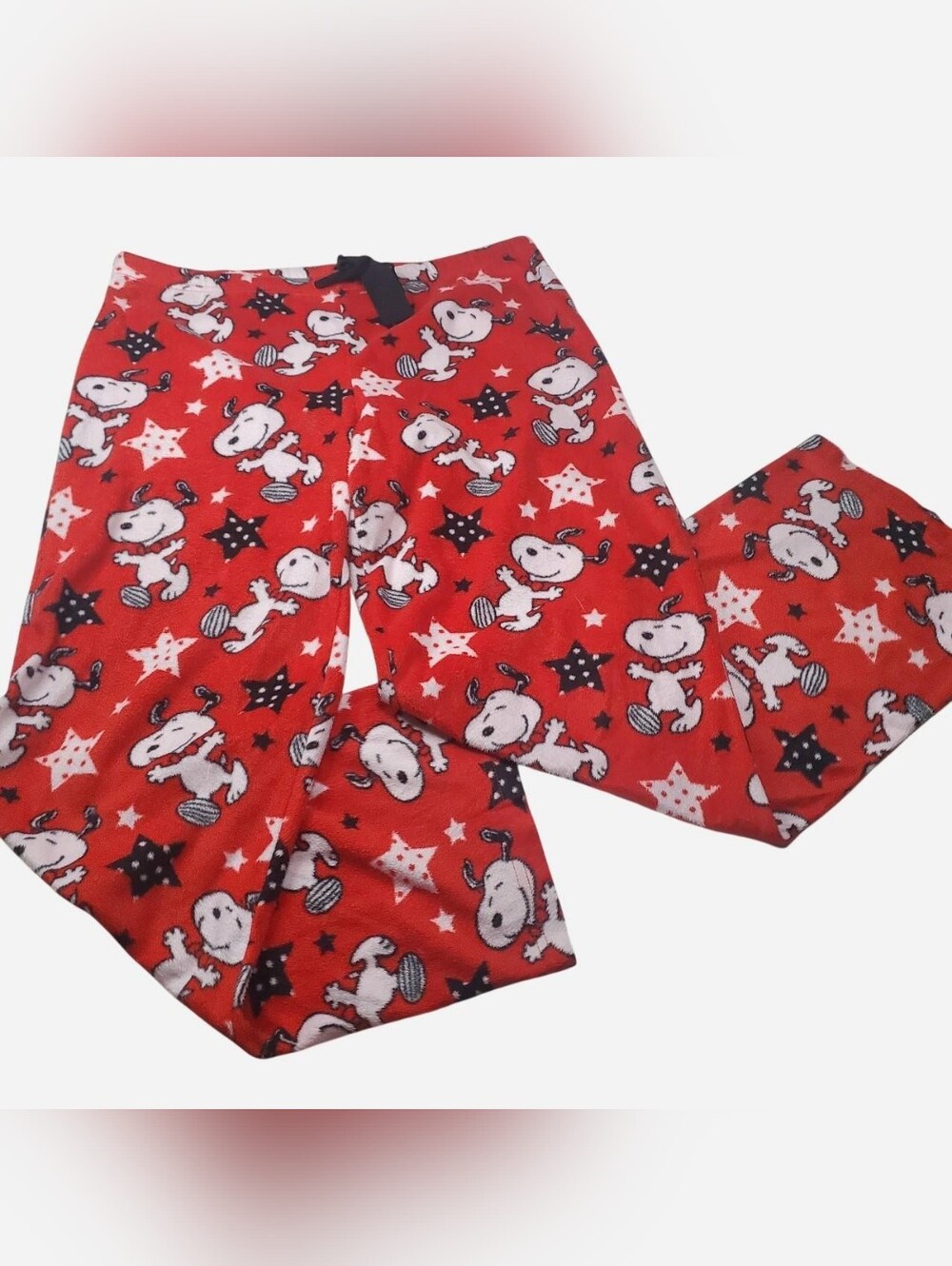 Peanuts Snoopy Pajama Pants Womens Small Red Drawstring Holiday